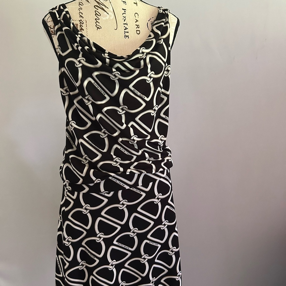 White House Black Market Black and White Sheath Midi Dress